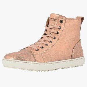 Birkenstock Women's Bartlett High-Top Sneakers Metallic Rose Gold EU 38 US 7